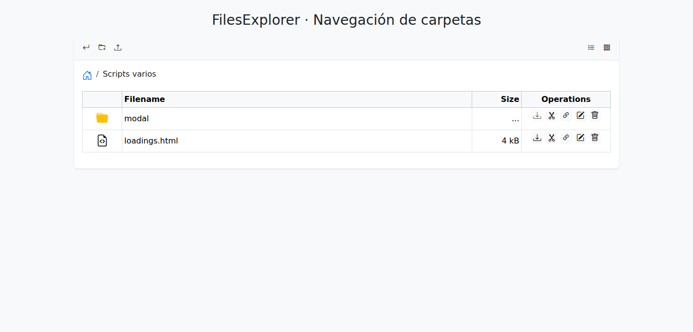 FilesExplorer navegación entre carpetas