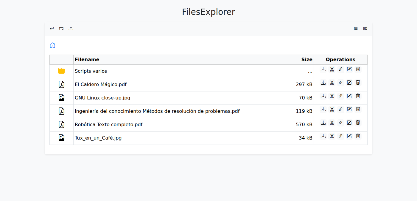 FilesExplorer panel principal
